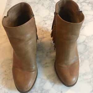 Indigo fringe booties 6.5